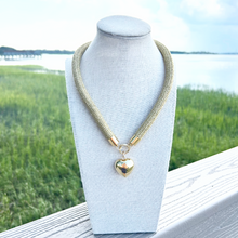 prepster statement rope necklace- gold charm