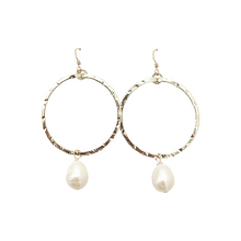 pearl dangle hoop earrings