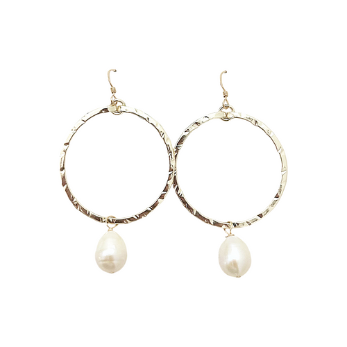 pearl dangle hoop earrings