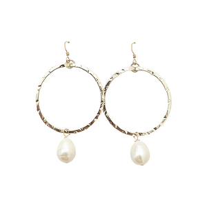 pearl dangle hoop earrings