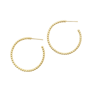 1.25" beaded hoops- gold