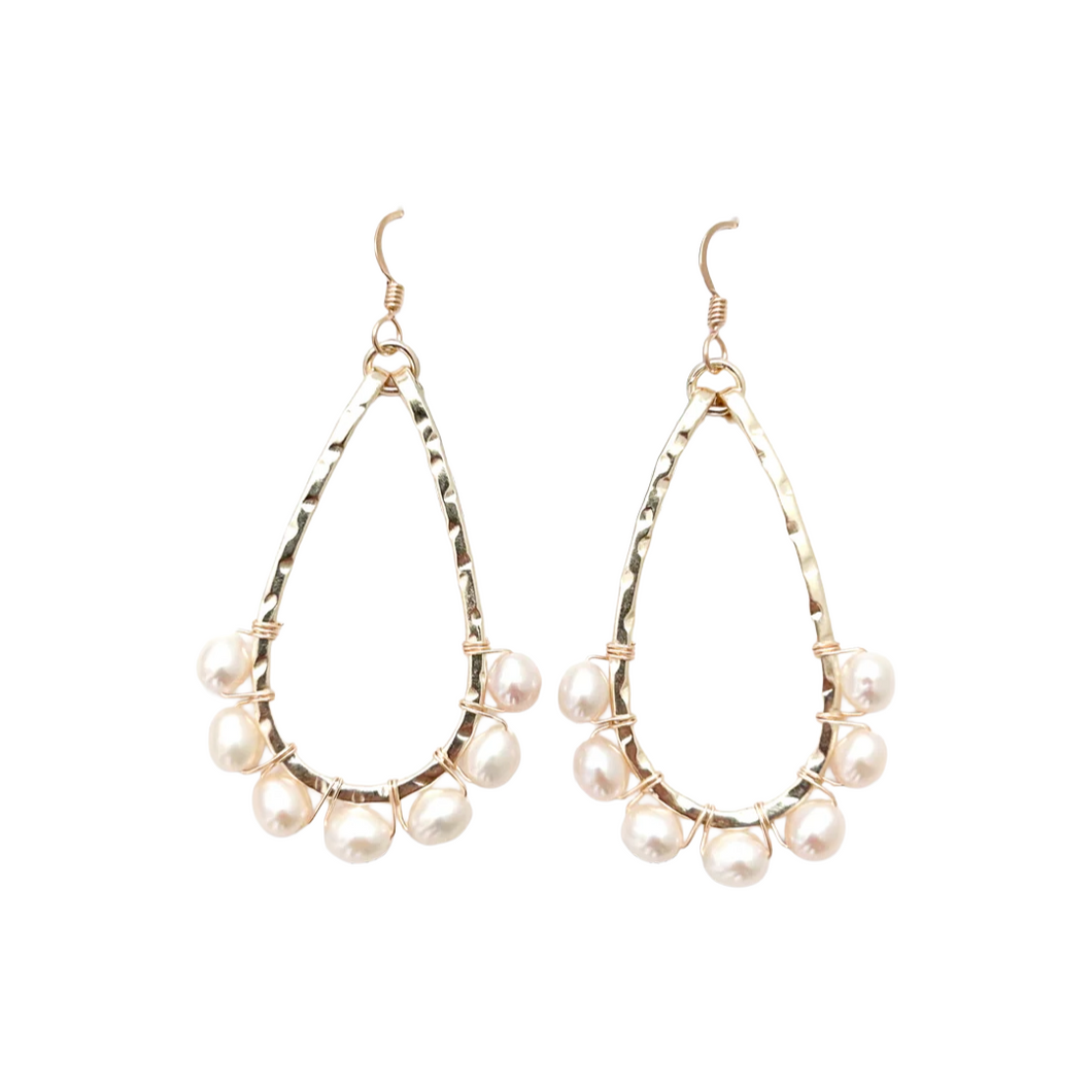 class-sea keel pearl wrapped earrings