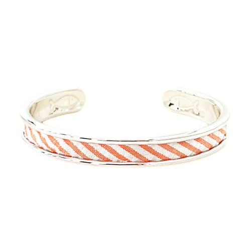 yacht hopper bangle {orange seersucker} -silver