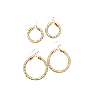 gold leather hoops-large