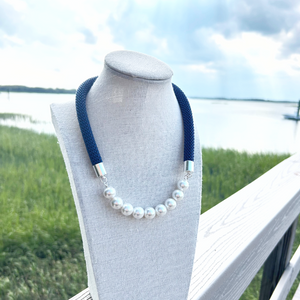 prepster statement rope necklace- signature navy