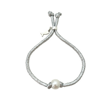 anchors away pearl slider bracelet-silver