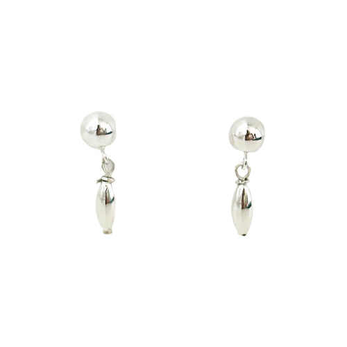 Charleston single rice bead earrings silver