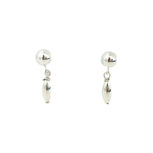 Charleston single rice bead earrings silver