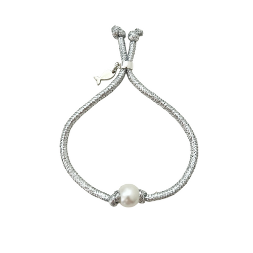 anchors away pearl slider bracelet-silver