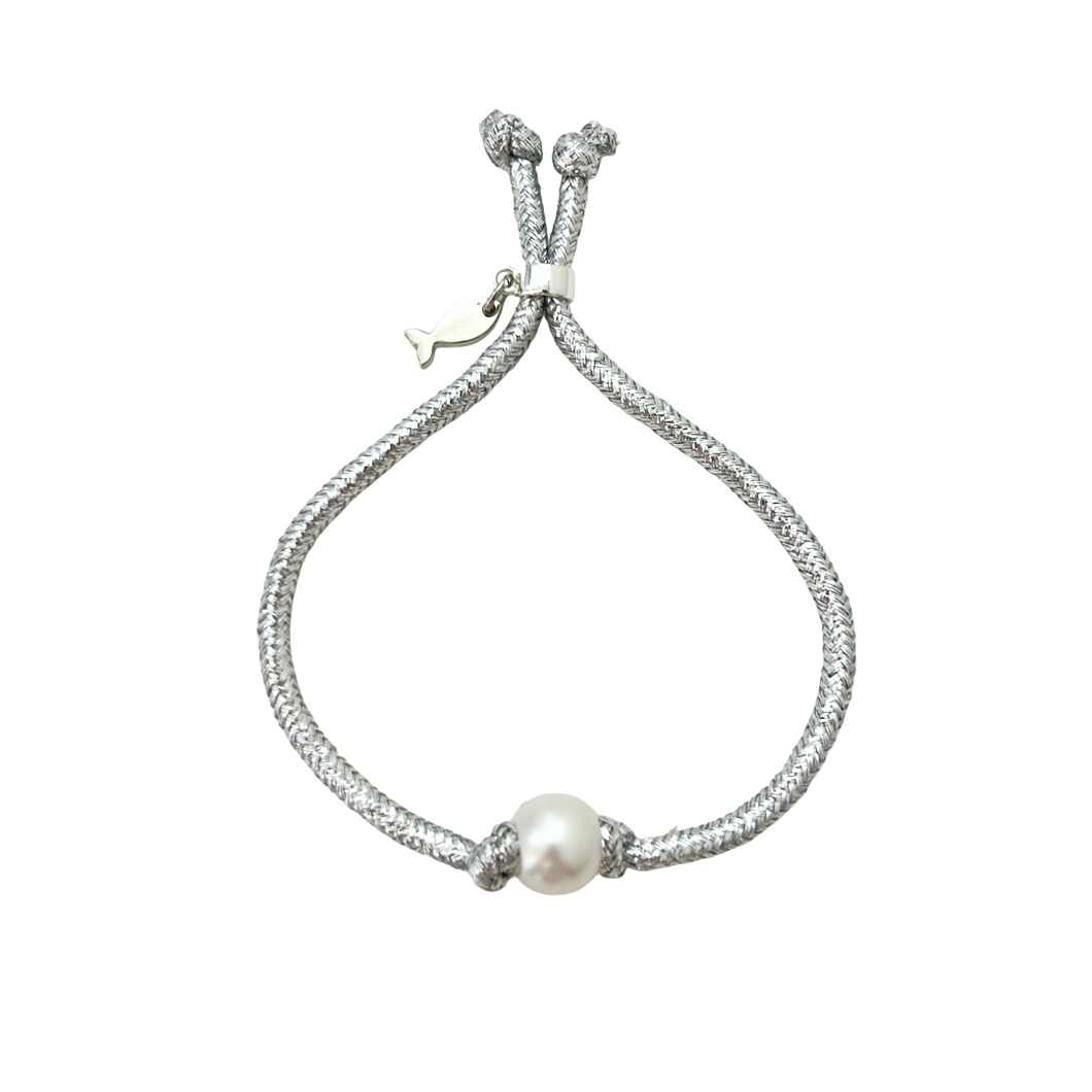 anchors away pearl slider bracelet-silver