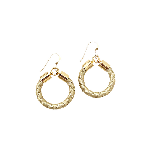 gold leather hoops-small