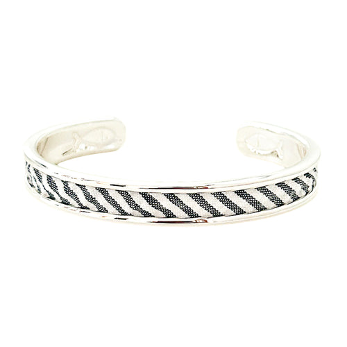yacht hopper bangle {black seersucker} -silver