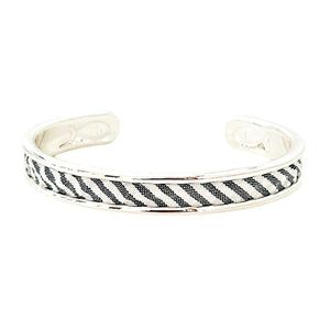 yacht hopper bangle {black seersucker} -silver