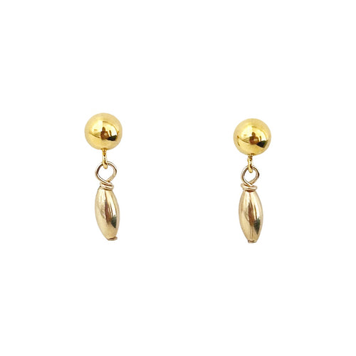 Charleston single rice bead earrings gold