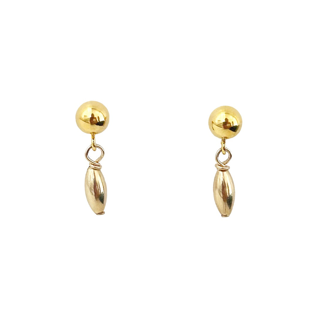 Charleston single rice bead earrings gold