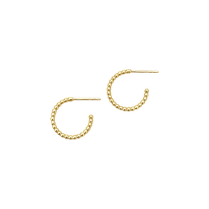 .25" beaded hoops- gold