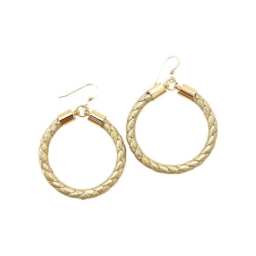 gold leather hoops-large