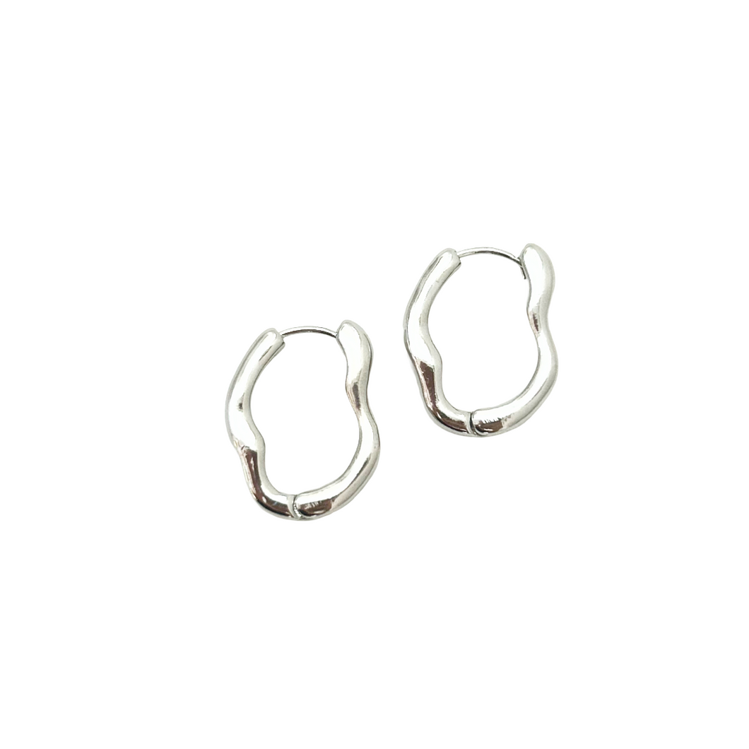 wave hoops silver