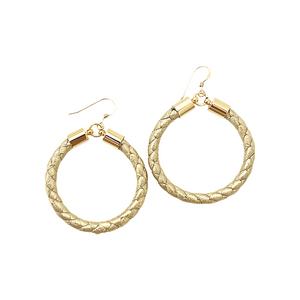 gold leather hoops-large