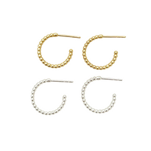 .25" beaded hoops- gold