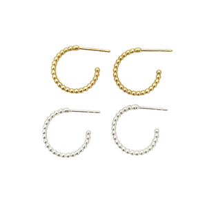 .25" beaded hoops- gold