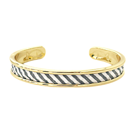 yacht hopper bangle {black seersucker}- gold