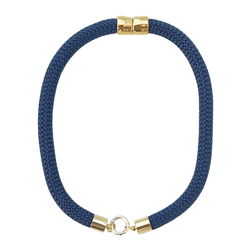 prepster statement rope necklace- navy charm