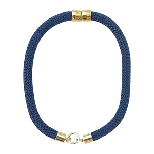 prepster statement rope necklace- navy charm