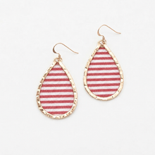 Red Seersucker Cotton Mini Schooner Small Tear Earrings