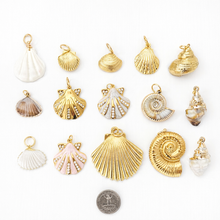 Golden CZ Scallop Shell Charm Large
