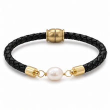 Pearl Girl–black leather rope