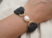 Black Linen Crew Cuff Bracelet