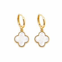 Clover Mother of Pearl Hoop Earrings