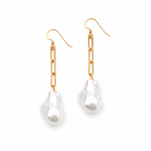 Baroque Pearl Paperclip Chain Drop Earrings