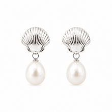 Clam Shell Pearl Silver Dangles