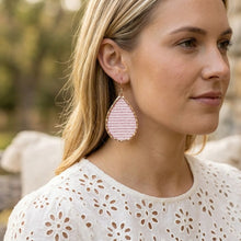 Pink & White Seersucker Schooner Large Tear Earrings