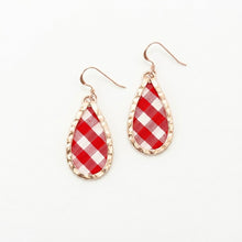 Red Gingham Mini Keel Tear Earrings