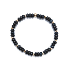 Navy & Gold Filled beaded Stretch Bracelet