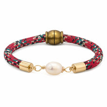Harbour Town tartan nautical rope bracelet with freshwater pearl by little fish BOATEAK