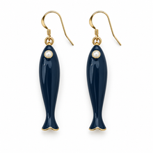 Navy Resin Fish Dangle Earrings