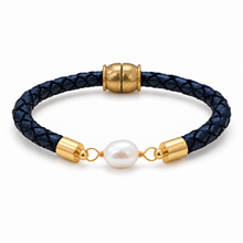 Pearl Girl–navy leather rope