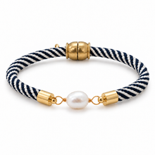 Pearl Girl–navy & white stripe rope