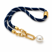 Harbor Rope Necklace- navy dash
