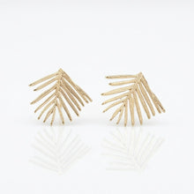 Gold palm frond stud earrings by Little Fish BOATEAK
