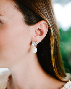 pearl lover earrings- silver