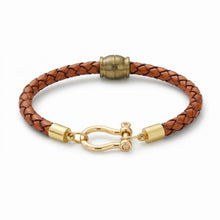 Leather Horsebit Bracelet-Camel