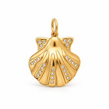 Golden CZ Scallop Shell Charm -Large