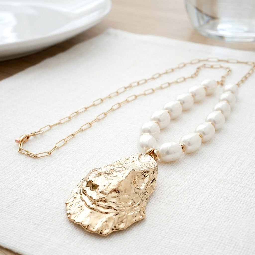 long oyster pearl necklace – little fish BOATEAK