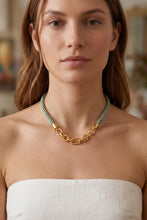 Harbor Rope Necklace- Green & White Stripe