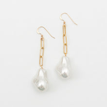 Baroque Pearl Paperclip Chain Drop Earrings